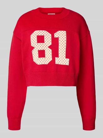 Guess Cropped Strickpullover mit Rundhalsausschnitt in Rot, Gr&ouml;&szlig;e S