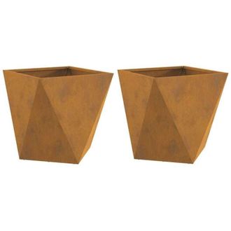 vidaXL Jardinera 2 Pcs Oxidado 40 X 40 X 40 Cm Acero Autopatinable Vidaxl