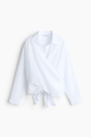 H&M Bluse mit Bindedetail - Weiss