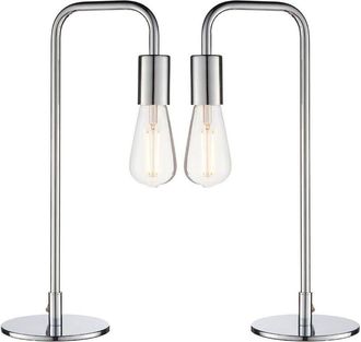 Loops 2 PACK Modern Hangman Table Lamp Chrome Industrial Arm Bedside Desk Light Base