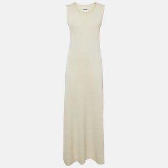 Jil Sander White Stretch Crepe Sleeveless Maxi Dress