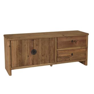 Macabane Soporte de TV de 2 cajones y 2 puertas, longitud 155cm, pino recuperad