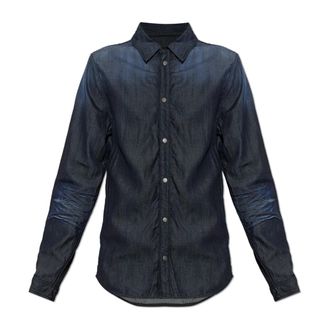 Diesel Heren, Overhemden, Blauw, Maat: L Katoen