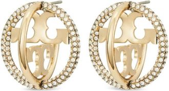 Tory Burch Kristallen Double T Motif Oorbellen - Dames - Oorbellen - Geel - ONE Size - Accessoires