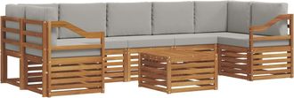 vidaXL Conjunto De Sof&aacute;s De Exterior 8 Uds. Gris Natural Y Claro Vidaxl