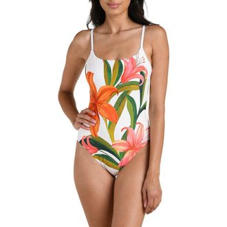 La Blanca Jungle Blossoms One-Piece Swimsuit in Orange Multi at Nordstrom, Size 10