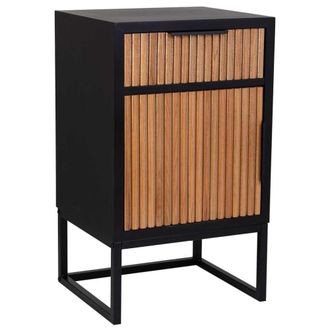 Wanderlust Deco Mesita madera y metal 1 caj&oacute;n y 1 puerta 42x36,5x71