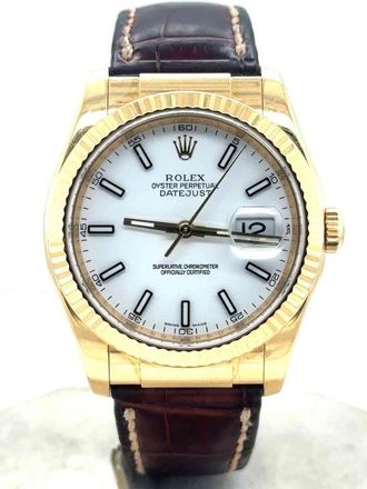 Rolex Pre-owned Rolex Datejust White Dial Mens Watch 116138WSL