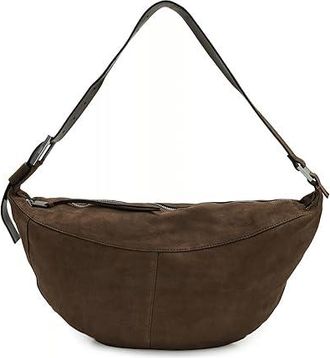 AllSaints Luna Suede Shoulder Bag Womens Handbags Fango Brown