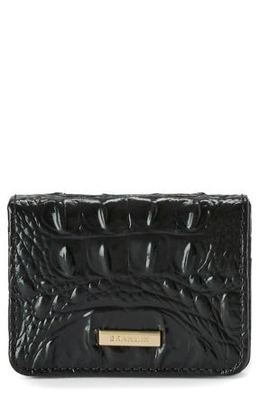 Brahmin Clementine Embossed Leather Card Case in Black at Nordstrom