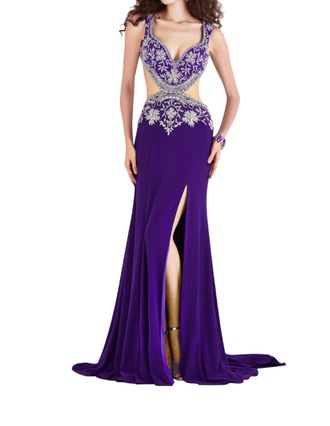 Angela & Alison Sparkling Prom Dress In Majestic Purple