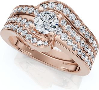 Pompeii3 1Ct TW Diamond Engagement Wedding Ring Set Lab Grown