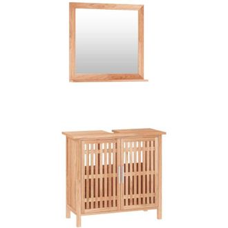 vidaXL Conjunto De Muebles De Ba&ntilde;o 2 Piezas Madera Maciza De Nogal Vidaxl