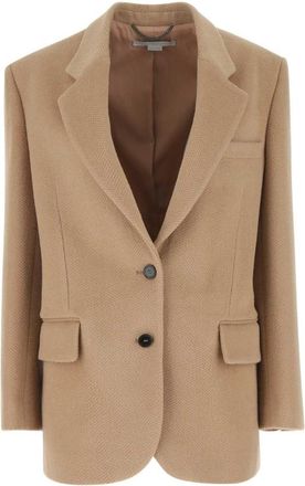 Stella McCartney Beige Solid Notched Lapel Blazer