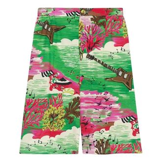 Gucci Printed Silk Shorts Green 697957-ZAIP8-3481