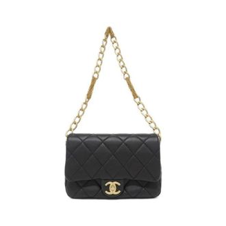Chanel Pre-owned Lamslederen Schoudertas - Dames - Pre-owned - Zwart - Maat: ONE Size Leer