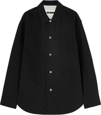 Jil Sander Zwarte Japanse ruwe denim overhemd met lange mouwen - Heren - Casual Overhemden - Zwart - 2XL - Denim - Overhemden