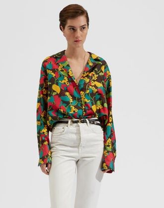 La DoubleJ Milano Shirt Vines Brown at Nordstrom, Size Medium