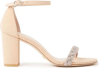 Stuart Weitzman Sandaal met Kristallen Versiering en Hoogglans - Dames - Sandalen met hakken - Beige - 38 EU - Su&egrave;de - Schoenen
