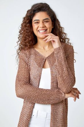 Roman Sequin Knit Longline Cardigan