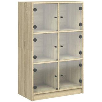 vidaXL Aparador Alto Con Puertas Madera Roble Sonoma 68x37x109 Cm Vidaxl