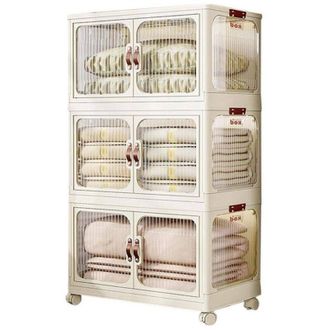 Trade Shop Trade Shop - Scatola Portaoggetti Contenitori Salva Spazio Tre Strati Con Ruote E Coperchio