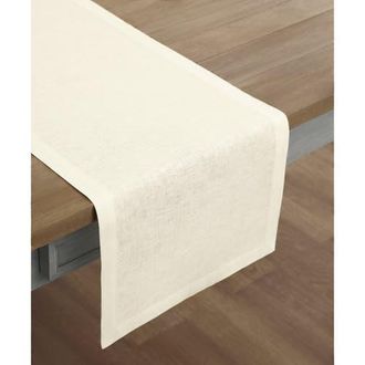 Solino Home Linen Table Runner for Dining Table, Holiday and Everyday Table Decor - Fete in Ivory at Nordstrom, Size Xx-Large