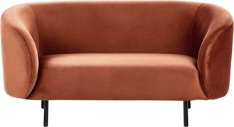 Beliani Beliani - 2 Seater Sofa Curved Modern Art Deco Velvet Fabric Black Legs Orange Loen