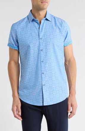 Robert Graham Short Sleeve Woven Shirt in Light Blue at Nordstrom Rack, Size Xxx-Large