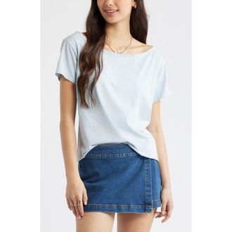 BP. Relaxed Fit Boat Neck Cotton T-Shirt in Blue Bird at Nordstrom, Size Xx-Small