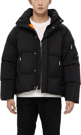 AlphaStyle Leverett Cropped Down puffer in Black at Nordstrom, Size X-Large