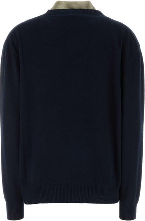 Miu Miu Womens Navy Blue Wool Blend Polo Shirt Blufelce Maglieria Sweater
