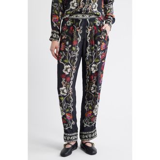 Farm Rio Rococco Floral Straight Leg Pants in Black at Nordstrom Rack, Size Medium