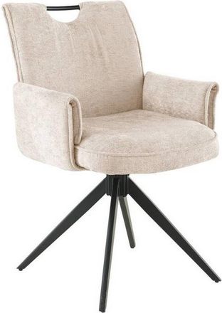 MID.YOU Mid.you Armlehnstuhl, Beige, Holz, Metall, Textil, Pappel, Sperrholz, Flachrohr, 64x90x63 cm, Esszimmer, St&uuml;hle, Polsterst&uuml;hle