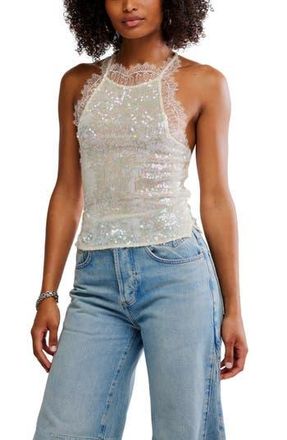 Free People Take Me Away Sequin & Lace Tank in Icicle Combo at Nordstrom Rack, Size X-Small