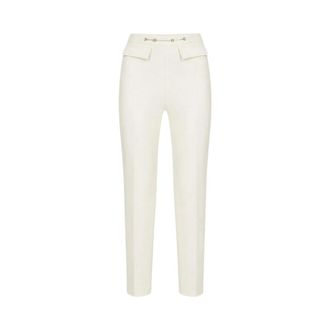 Elisabetta Franchi Pantalones Acortados - Trousers - Mujer - Blanco - 2XL