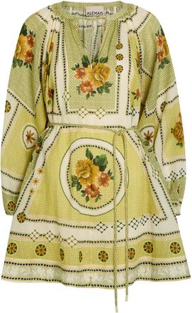 Alemais Alemais Dixie Printed Ramie Mini Dress - Yellow - 16 (UK16 / XL)