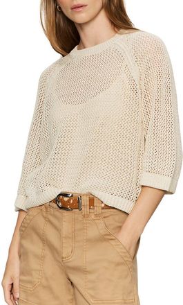 Sanctuary Metallic Openwork Sweater Top in Collagen White at Nordstrom, Size Xx-Large P