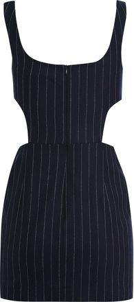 Zeynep Arcay Womens Wool Mini Dress With V-Neckline Blue