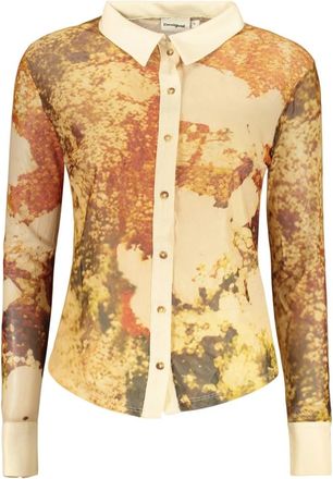 Desigual Atenas Blouse met Lange Mouwen - Dames - Overhemden - Beige - M - Polyester - Overhemden