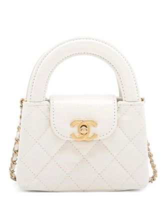 Chanel 2021-2025 Nano Aged Calfskin Kelly Shopper Bag satchel - Bianco