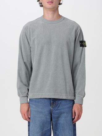 Stone Island Felpa girocollo in velluto con patch logo Compass
