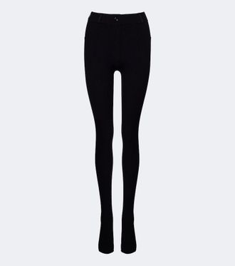 Loewe Leggings in maglia a coste con pelle