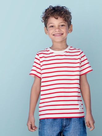Vertbaudet Jungen T-Shirt mit Streifen rot gestreift