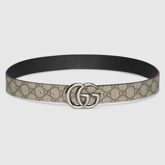 Gucci Reversible GG Marmont Belt, Size Gucci 100, Beige, Fabric
