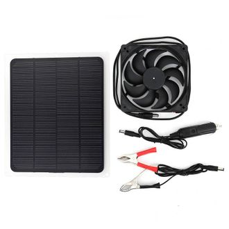 OEM Conjunto De Ventilador Extractor Para Mascotas Con Panel Solar De 10 W Y 12 V, Placa Generadora De Energ&iacute;a, Carga De Bater&iacute;a Y Salida Usb