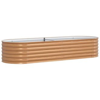 Berkfield Home Raised Garden Bed Brown with Wood Look 240x80x44 cm Steel | Size: 240 x 80 x 44 cm