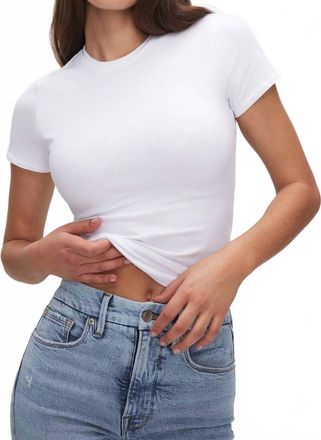 Good American Super Stretch Baby Tee Top In White