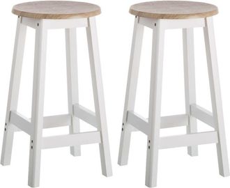LOLAhome Set de 2 taburetes de cocina de madera blanco de 56 cm