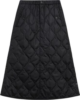 TAION Military Rok met Drukknoopsluiting - Dames - Midirokken - Zwart - S - Leer - Rokken